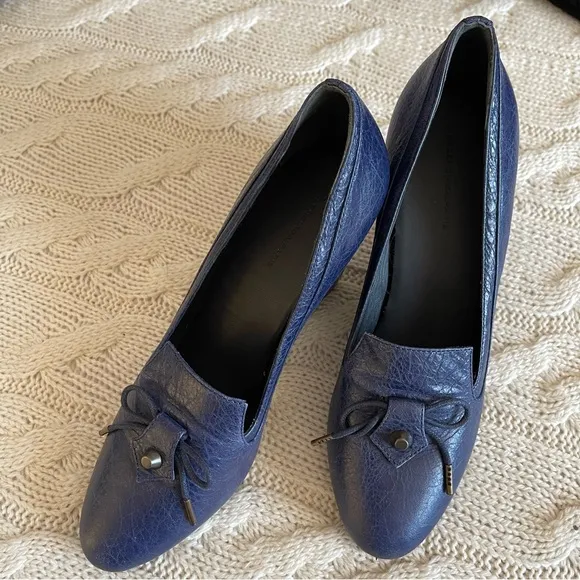 Balenciaga Paris Wedge Leather High Heel Blue Size EU 40