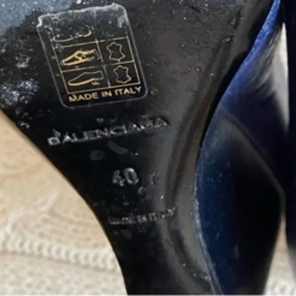 Balenciaga Paris Wedge Leather High Heel Blue Size EU 40