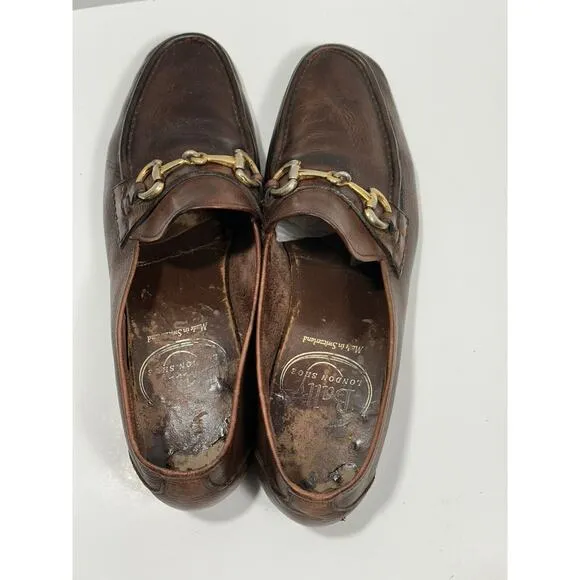 Bally London Shoe Switzerland Loafer Shoes Brown Leather Horse Bit Sz 9.5 D RARE
