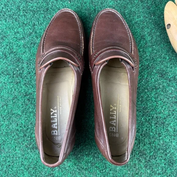 Bally Of Switzerland Loafer Shoes Mens 8.5 M Brown Leather Oxford Made In Italy