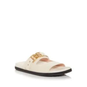 BALLY Womens Beige Footbed Emma Open Toe Slip On Leather Slide Sandals Shoes 38