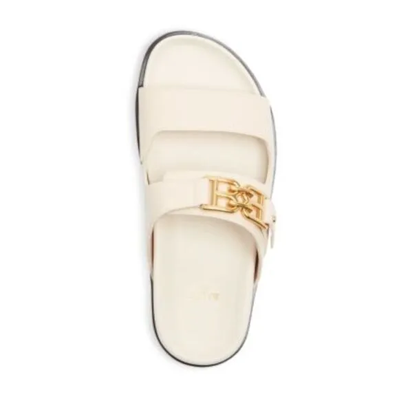 BALLY Womens Beige Footbed Emma Open Toe Slip On Leather Slide Sandals Shoes 38
