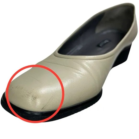 Bally - Women’s Wedge Heel, “Tignale” Leather Pump - Cream, Size 9.5N (Narrow)