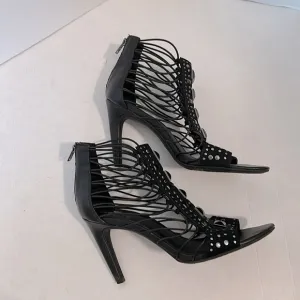 Bar III Black Silver Women's Shoes Faux Leather 4.5&quot; Stiletto Heel 11 M NWOT