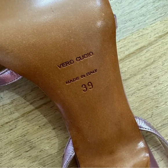 Barney’s New York CO-OP 100% leather pink metallic heels sandals NEW