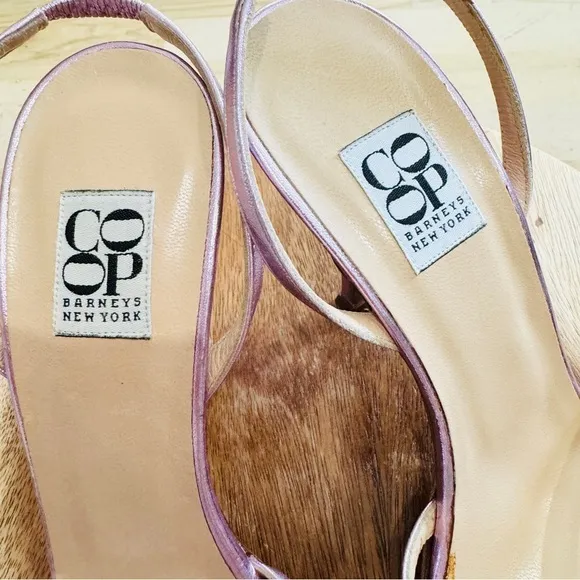 Barney’s New York CO-OP 100% leather pink metallic heels sandals NEW