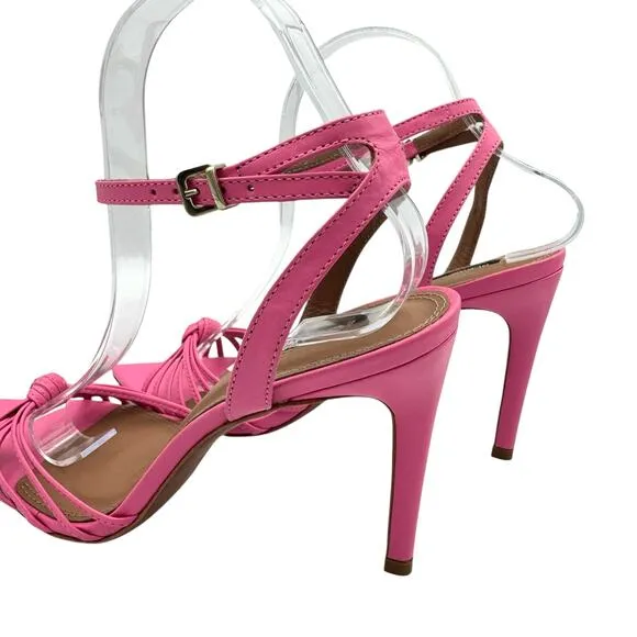 BcbgMaxazria Delia Bubblegum Pink Leather Multi Strap Ankle Pointed Open Sandals