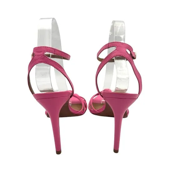 BcbgMaxazria Delia Bubblegum Pink Leather Multi Strap Ankle Pointed Open Sandals