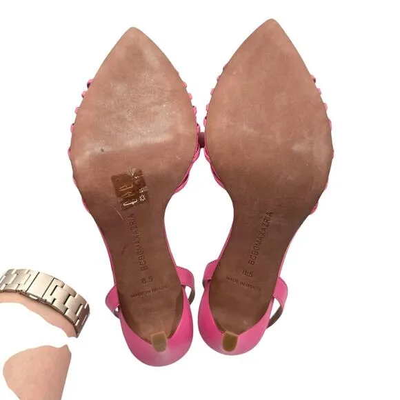 BcbgMaxazria Delia Bubblegum Pink Leather Multi Strap Ankle Pointed Open Sandals