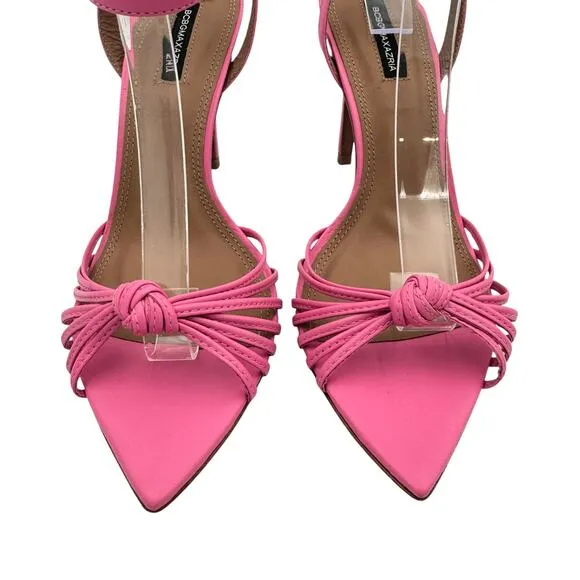 BcbgMaxazria Delia Bubblegum Pink Leather Multi Strap Ankle Pointed Open Sandals