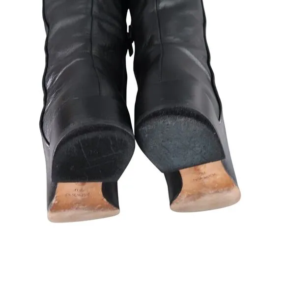 BCBGMaxazria Shoes Womens 7 Boots Tall Riding Fashion Leather Buckle Straps Zip