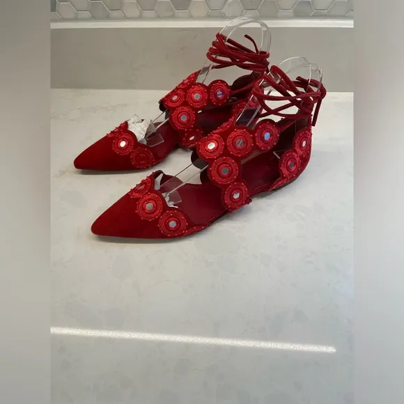 Beautiful Red Tory Burch Yasmin D’orsay Flats Women Size 7
