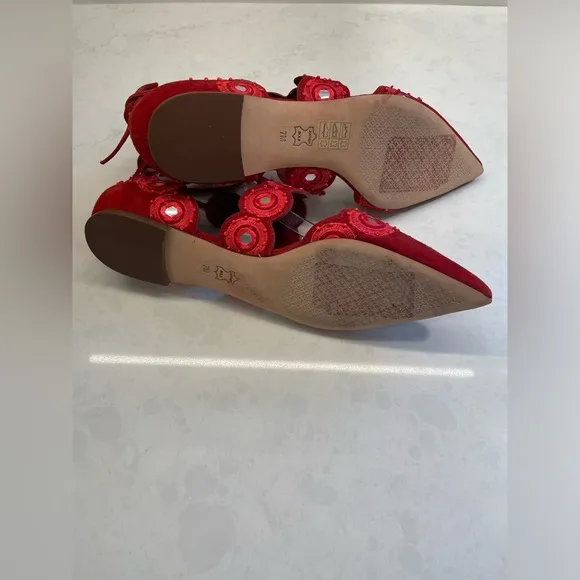 Beautiful Red Tory Burch Yasmin D’orsay Flats Women Size 7