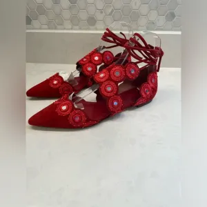Beautiful Red Tory Burch Yasmin D’orsay Flats Women Size 7