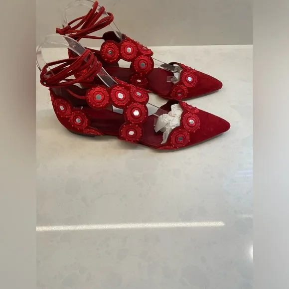Beautiful Red Tory Burch Yasmin D’orsay Flats Women Size 7