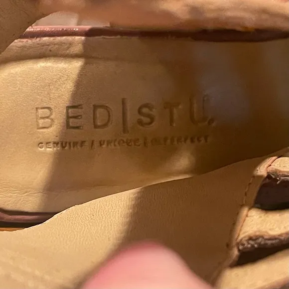 BED STU Occam Cage Gladiator Distressed Leather Heeled Sandals Boots Brown Tan