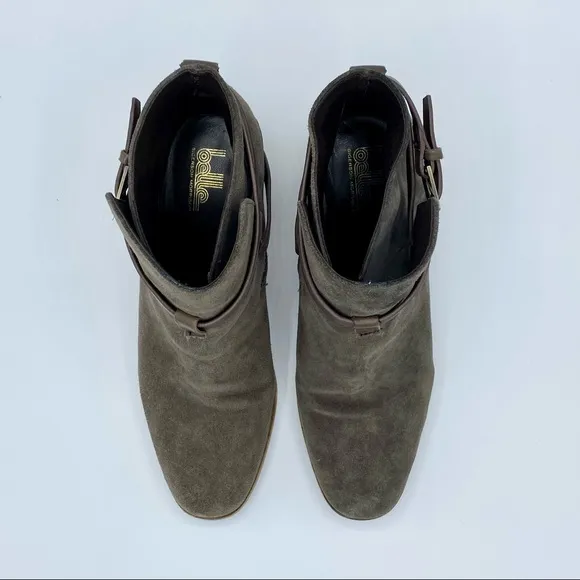 Belle Sigerson Morrison Brown Suede Hannah Harness Boots Size 8.5
