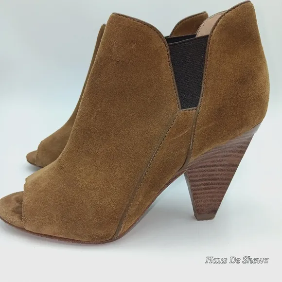 BELLE Sigerson Morrison leather  open toe bootie in Brown size 7.5