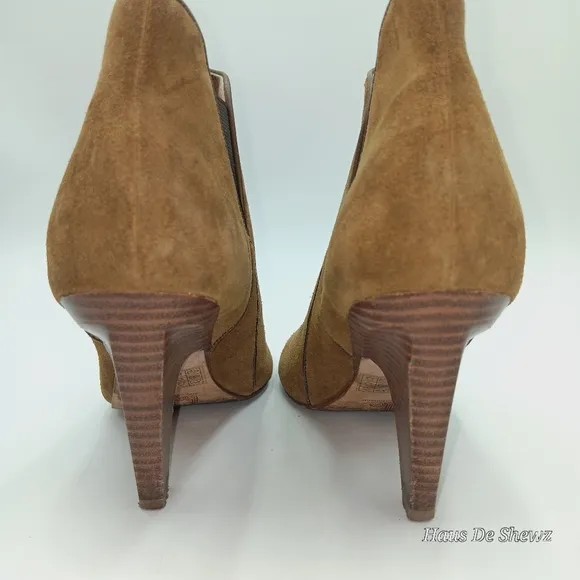 BELLE Sigerson Morrison leather  open toe bootie in Brown size 7.5