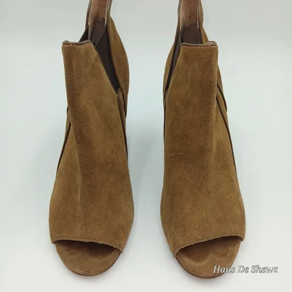 BELLE Sigerson Morrison leather  open toe bootie in Brown size 7.5