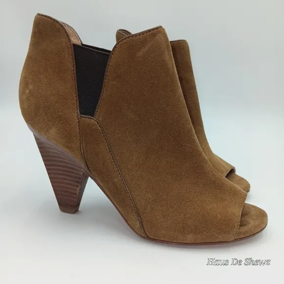 BELLE Sigerson Morrison leather  open toe bootie in Brown size 7.5