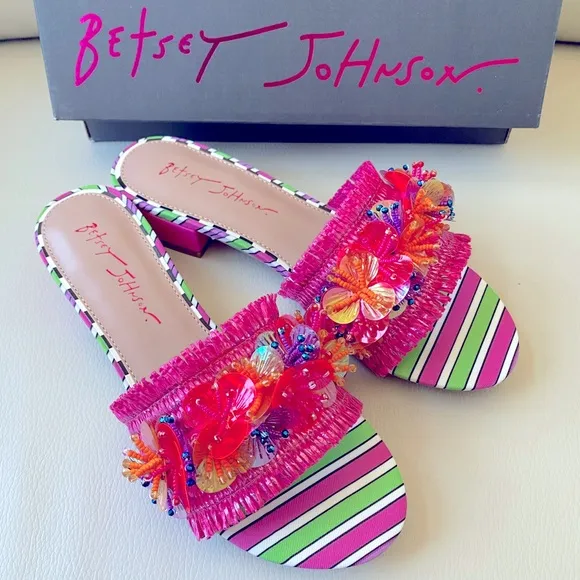Betsey Johnson Pink and Multicolor Women's Sandals