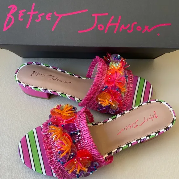 Betsey Johnson Pink and Multicolor Women's Sandals