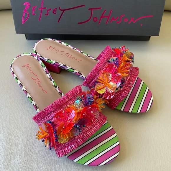 Betsey Johnson Pink and Multicolor Women's Sandals