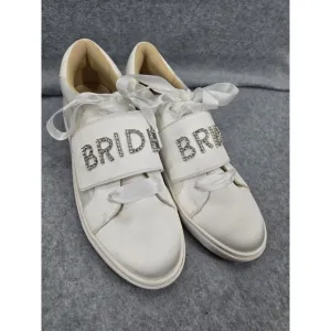 Betsey Johnson Sneaker Shoes Womens‎ Size 9.5 Ivory Liana Satin Jeweled Bridal
