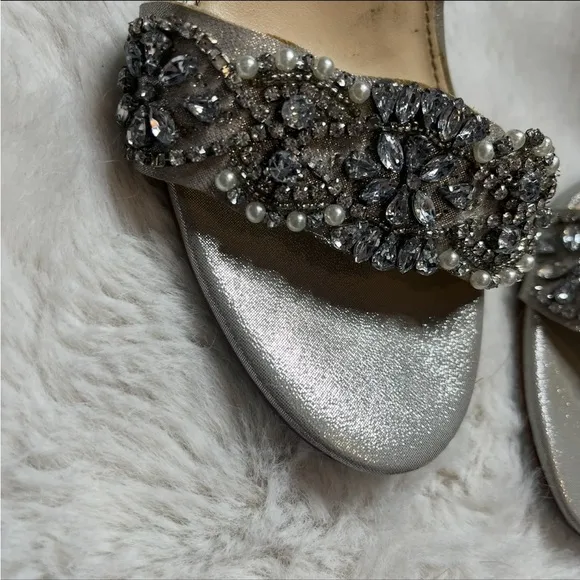 Betsey Johnson Wedding Shoes Size 8 Bridal Rhinestone Pearl Embellished Gemstone