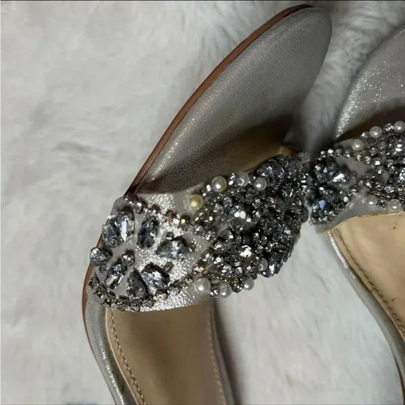 Betsey Johnson Wedding Shoes Size 8 Bridal Rhinestone Pearl Embellished Gemstone