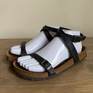 Birkenstock Women’s 38 Black Daloa Cross Ankle Strap Sandals Comfort