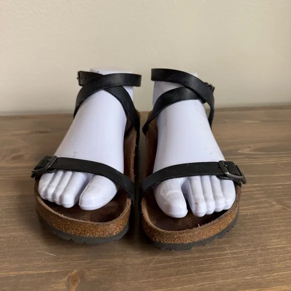 Birkenstock Women’s 38 Black Daloa Cross Ankle Strap Sandals Comfort