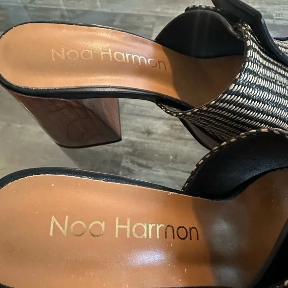 Black and Tan Wedge Sandal