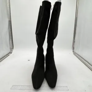 Black Women Kitten Heel Over Knee High Boot Square Toe Side Zip Wide Calf Shoe