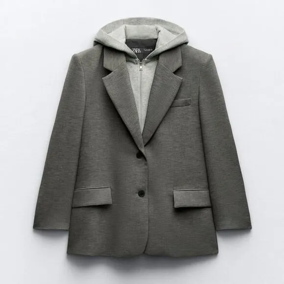 BLOGGER'S FAVE! Zara Hooded Blazer Gray NWT