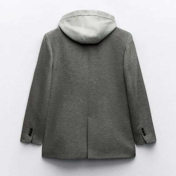 BLOGGER'S FAVE! Zara Hooded Blazer Gray NWT
