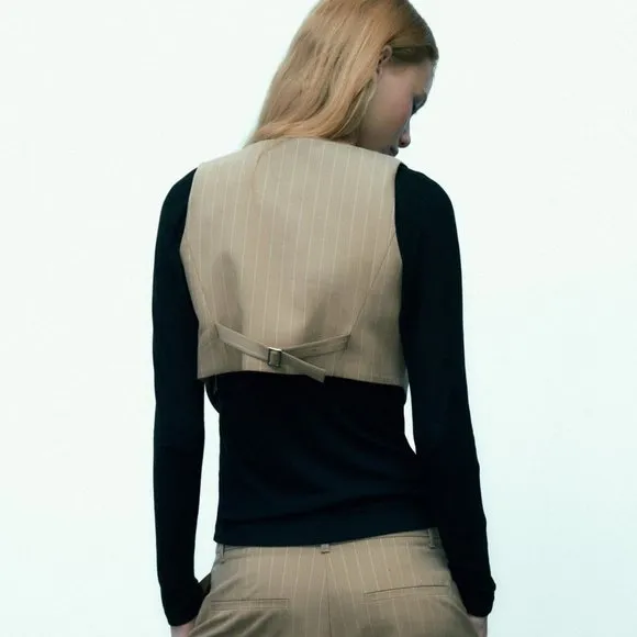 BLOGGER'S FAVE! Zara Pinstripe Crop Vest NWT