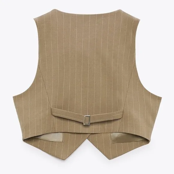 BLOGGER'S FAVE! Zara Pinstripe Crop Vest NWT