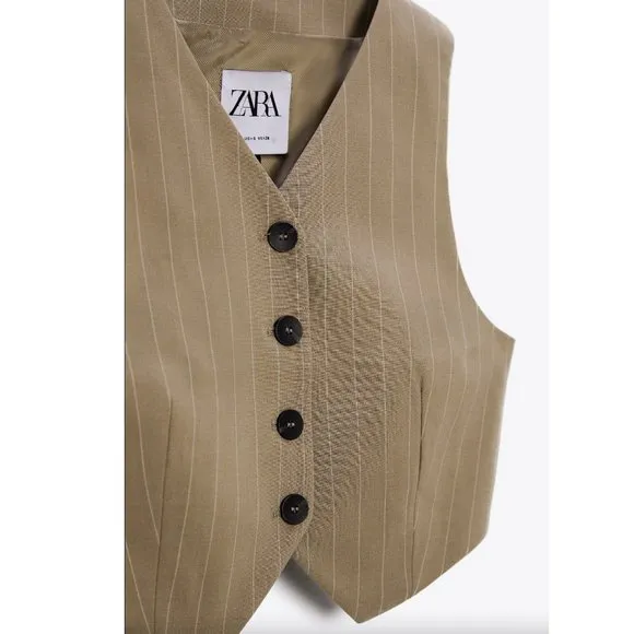 BLOGGER'S FAVE! Zara Pinstripe Crop Vest NWT