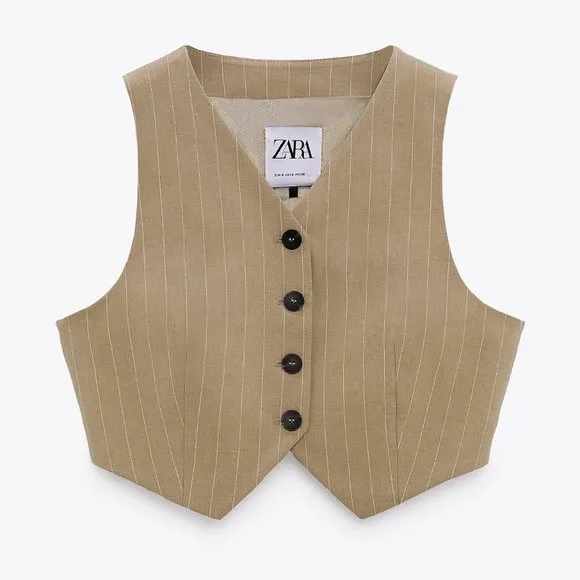 BLOGGER'S FAVE! Zara Pinstripe Crop Vest NWT