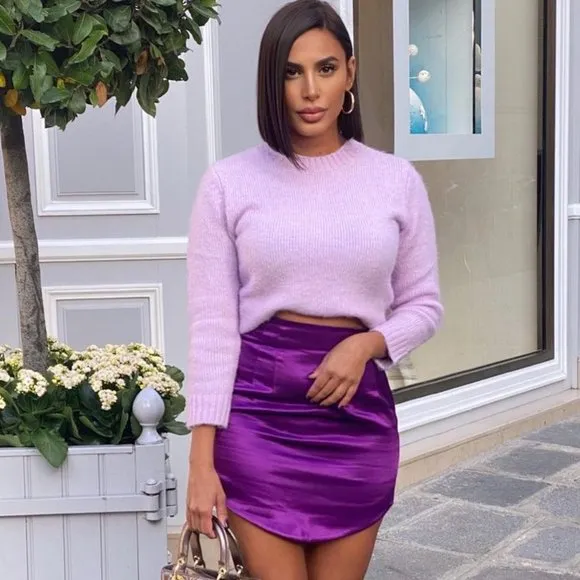BLOGGER'S FAVE! Zara Purple Satin Effect High Waist Skirt NWT