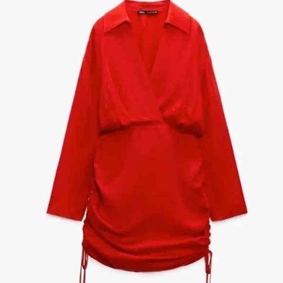 BLOGGER'S FAVE! Zara Red Satin Effect Mini Dress NWT
