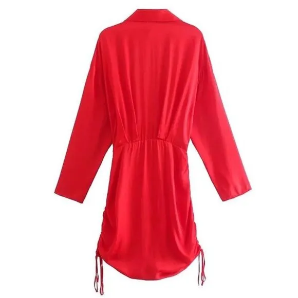 BLOGGER'S FAVE! Zara Red Satin Effect Mini Dress NWT