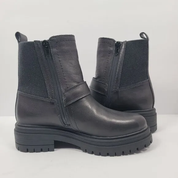 Blondo Garnet Lug Moto Waterproof Women's Black Ankle Boots US Size 5.5M NWOT