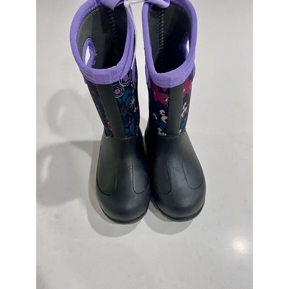 BOGS Little Girls Black Floral Waterproof Insulate Rain Boot Shoes Kids 10 New