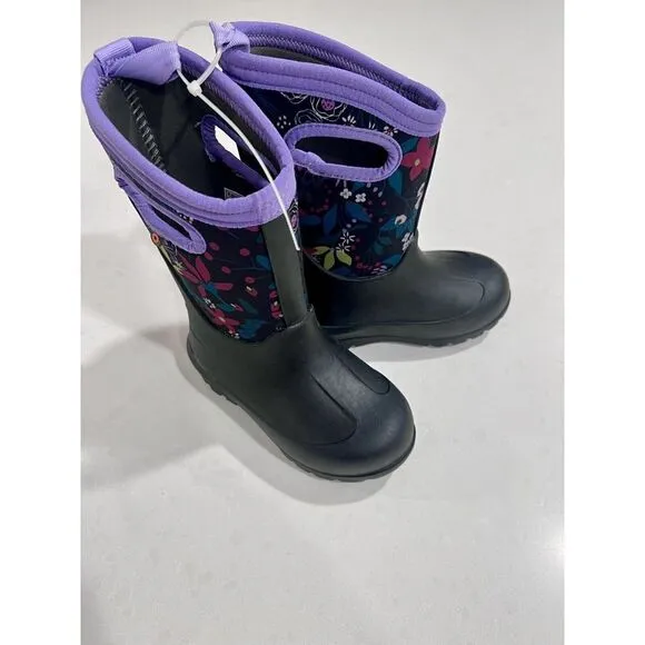 BOGS Little Girls Black Floral Waterproof Insulate Rain Boot Shoes Kids 10 New