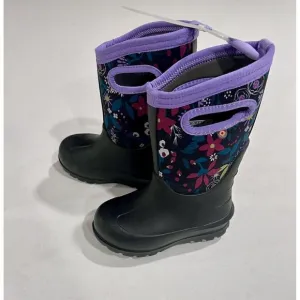 BOGS Little Girls Black Floral Waterproof Insulate Rain Boot Shoes Kids 10 New