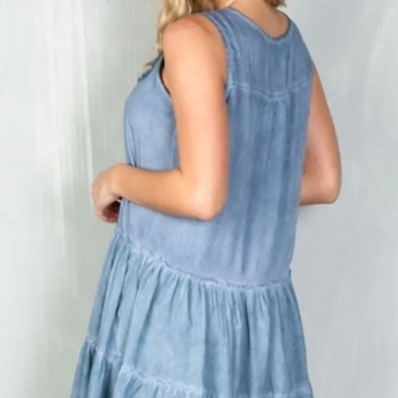 Boho Babe Baby Doll Blue Shift mini Dress