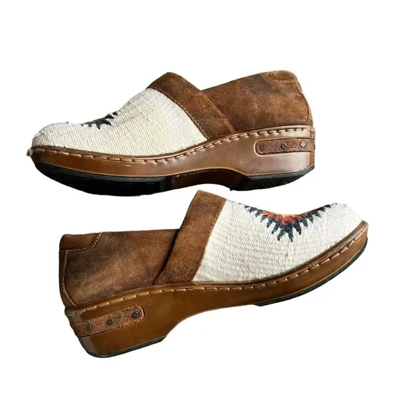 Born x Sundance - Bailie Aztec Platform Clog Slip On Shoes in White Sz 8